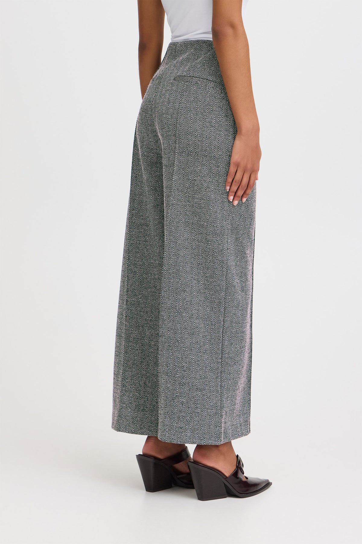 IHKATE JACQUARD PA9 Svart/vit fiskbensmönstrad - 20121602