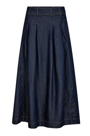 AnyaCC Denim Pleat Skirt 555-Mörk denim - 34181