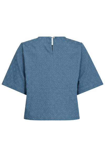 PrismCC Denim SS Blouse 552-Denim blue - 35777 Thumbnail