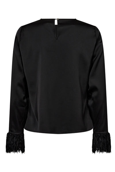 AdnaCC Drape Feather Blouse 96-Black - 35665 Thumbnail