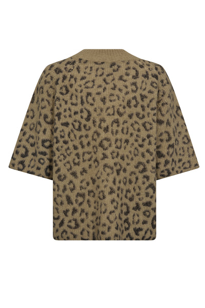 MMTaci V-ringad leopardstickad tröja True Camel Thumbnail