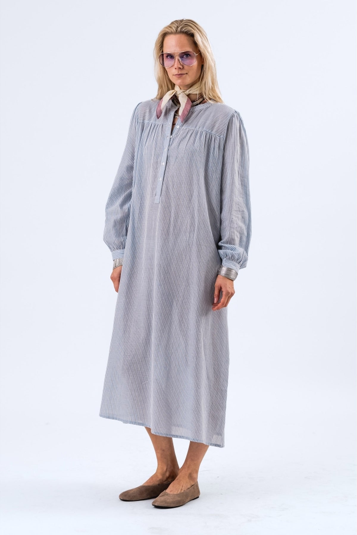 JessLL Midi Dress LS 80 Stripe - 25165-3073