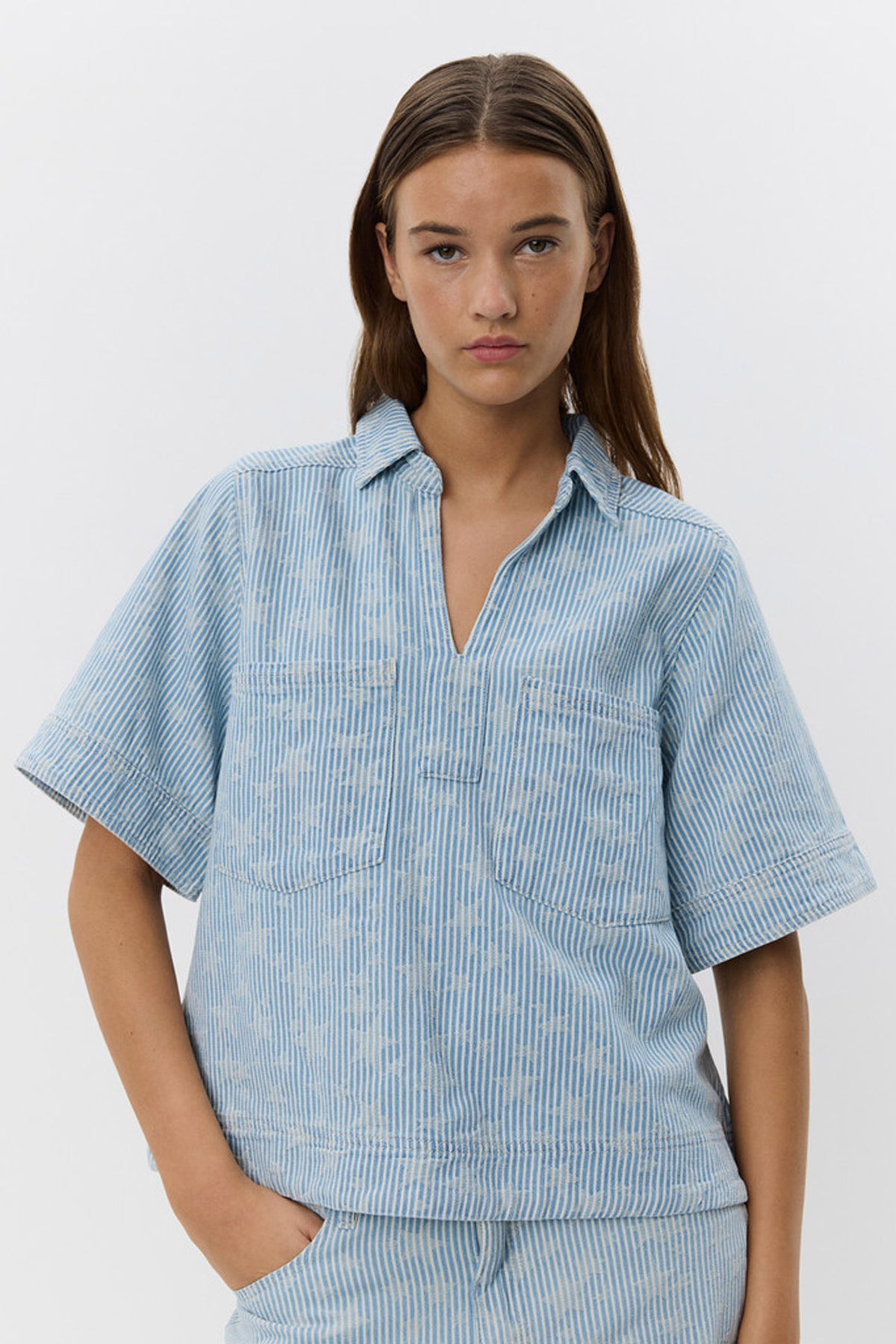 GIANNASW BLOUSE 5063 Ljusblå - S252190