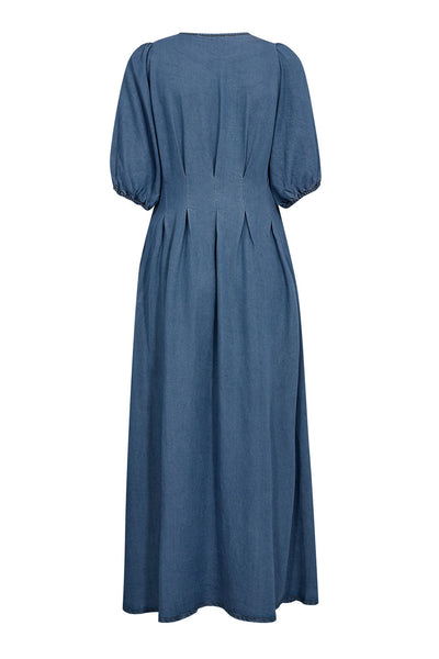 DenimCC Pleat Dress 552-Denimblå - 36535 Thumbnail