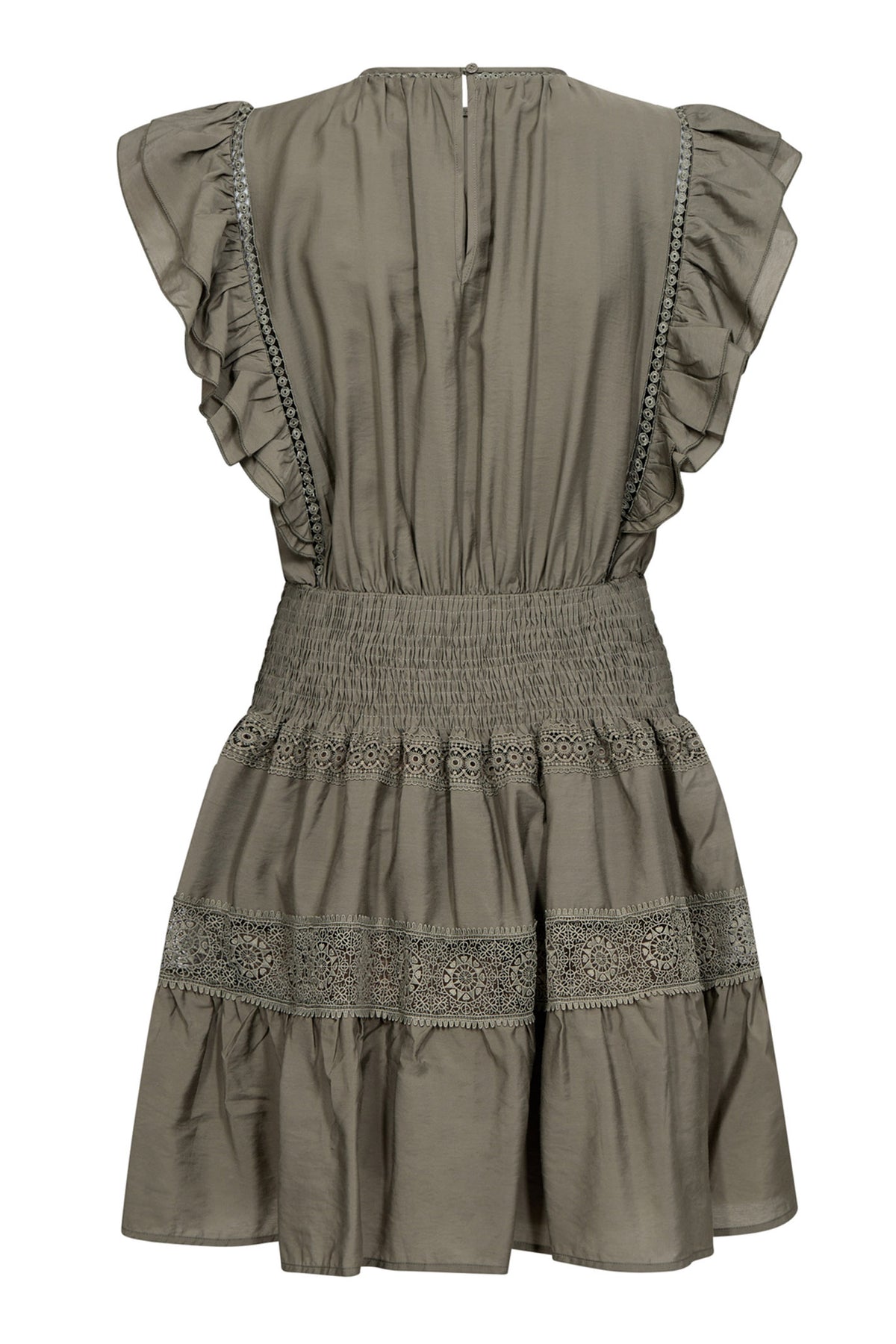 CallumCC Frill Pintuck Dress 7555-Army - 36486
