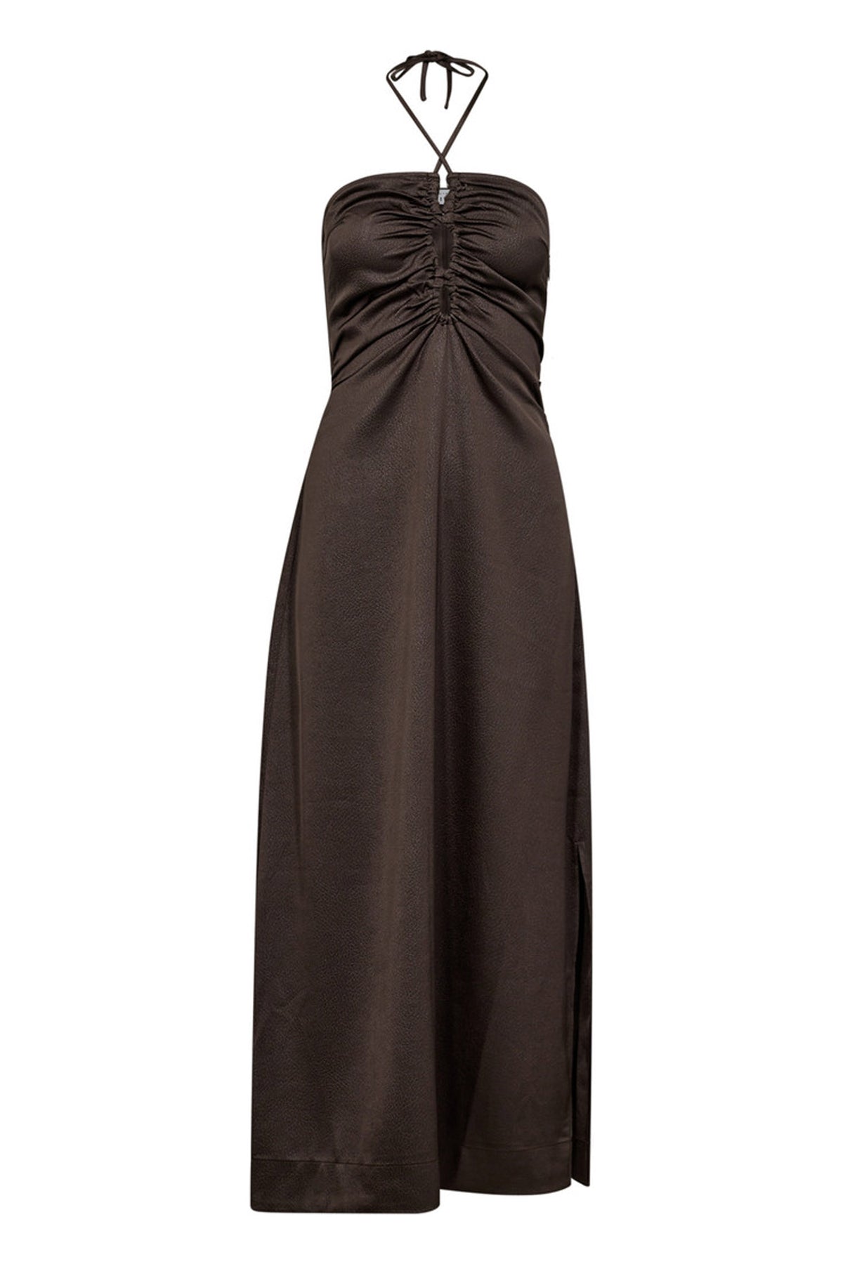 Chrisse Tie Slit Dress Mocca - HL10103