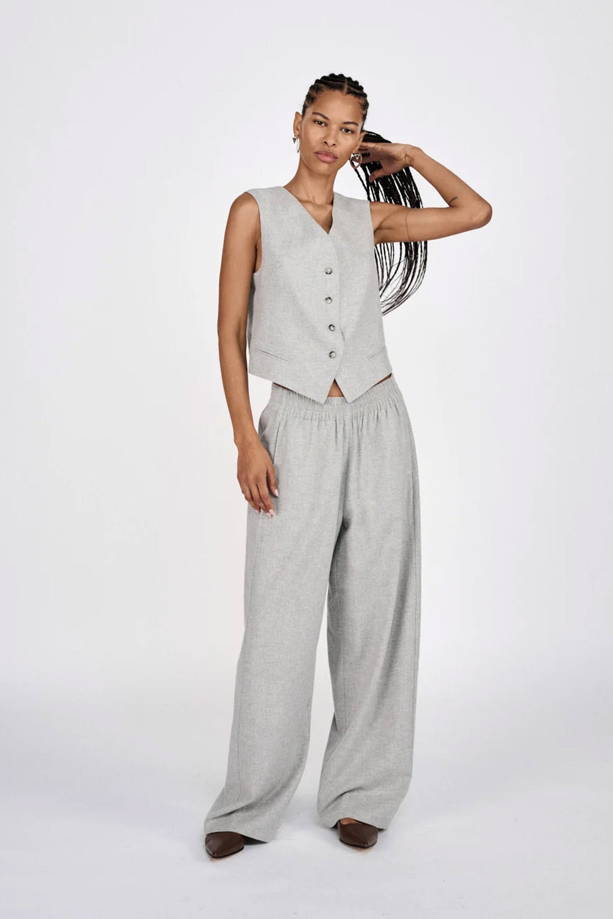 EVERDEEN DRAOY TAILORING Gråmelerad - W25204103