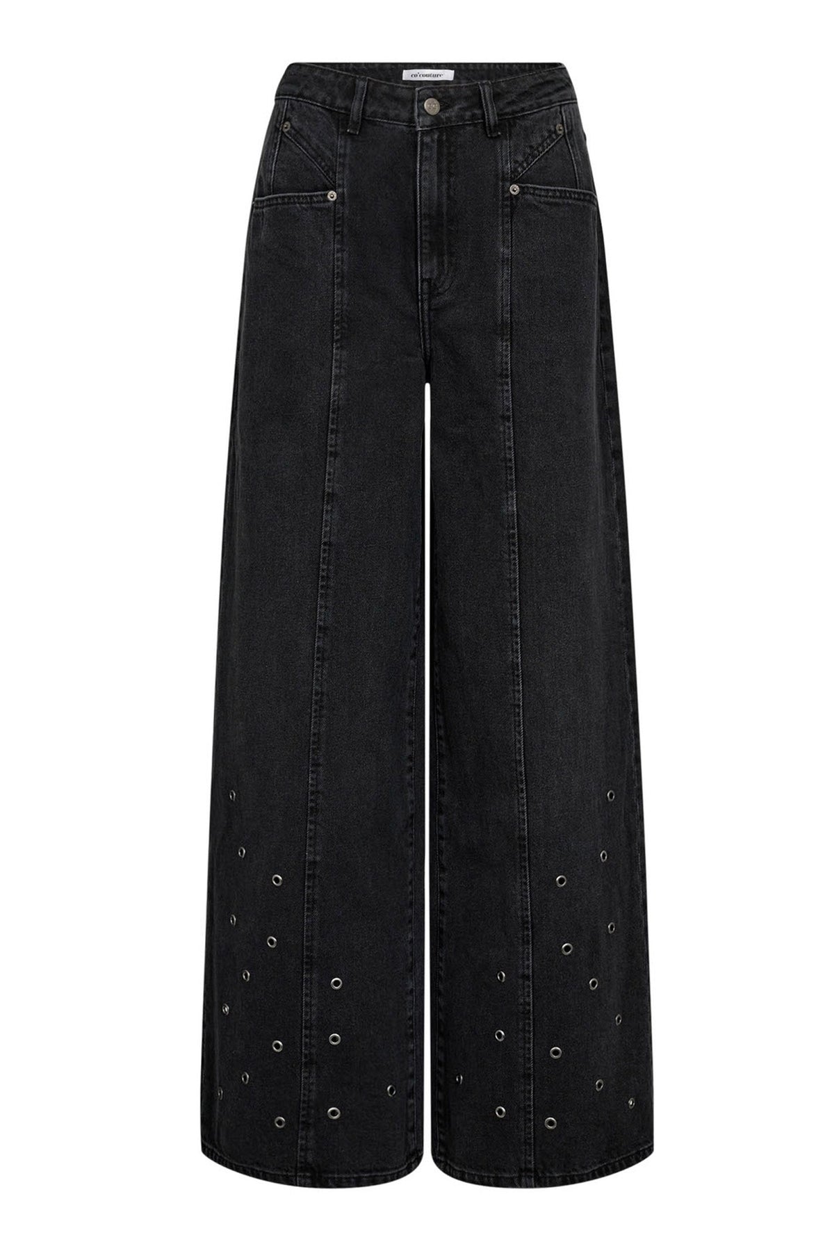 SifCC Eyelet Wide Jeans 96-Black - 31586