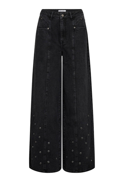 SifCC Eyelet Wide Jeans 96-Black - 31586 Thumbnail