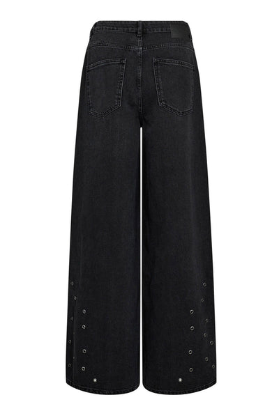 SifCC Eyelet Wide Jeans 96-Black - 31586 Thumbnail