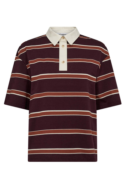 AugustaCC Stripe Polo Tee 87-Vinröd - 33175 Thumbnail