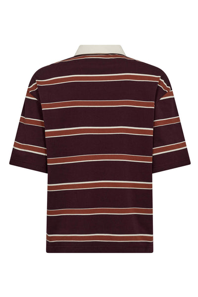 AugustaCC Stripe Polo Tee 87-Vinröd - 33175 Thumbnail