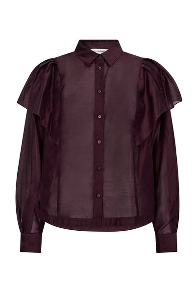 TaffyCC Frill Shirt 87-Vinröd - 35821 Thumbnail