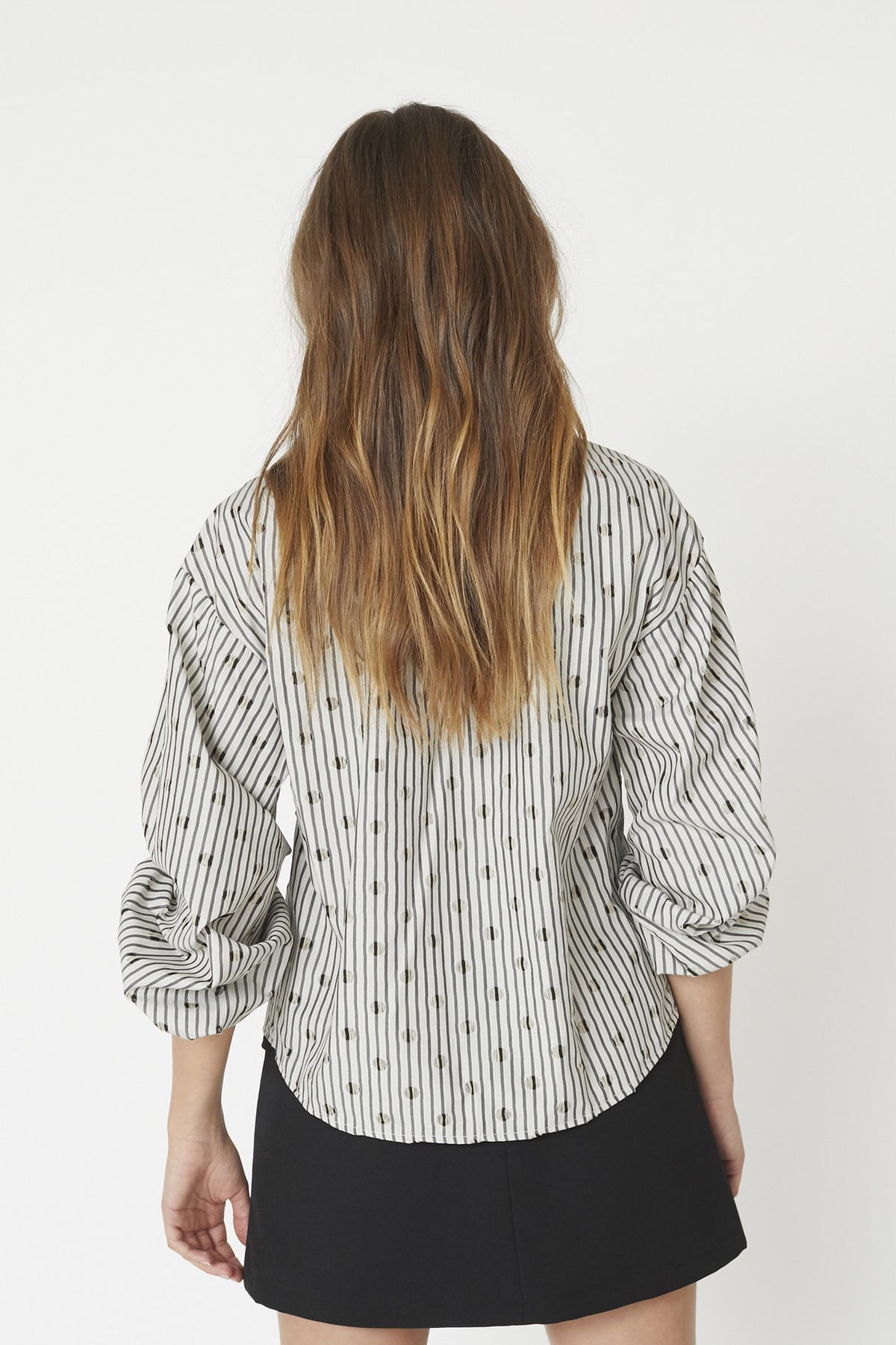 TrixieCC Dot Bow Shirt 138-Ljusgrå - 35872