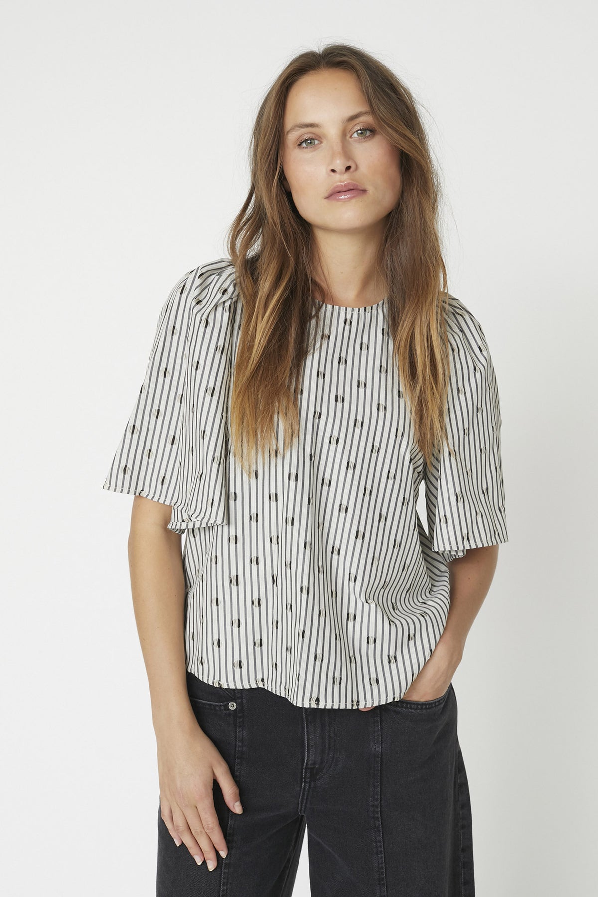 TrixieCC Dot Blouse 138-Ljusgrå - 35873