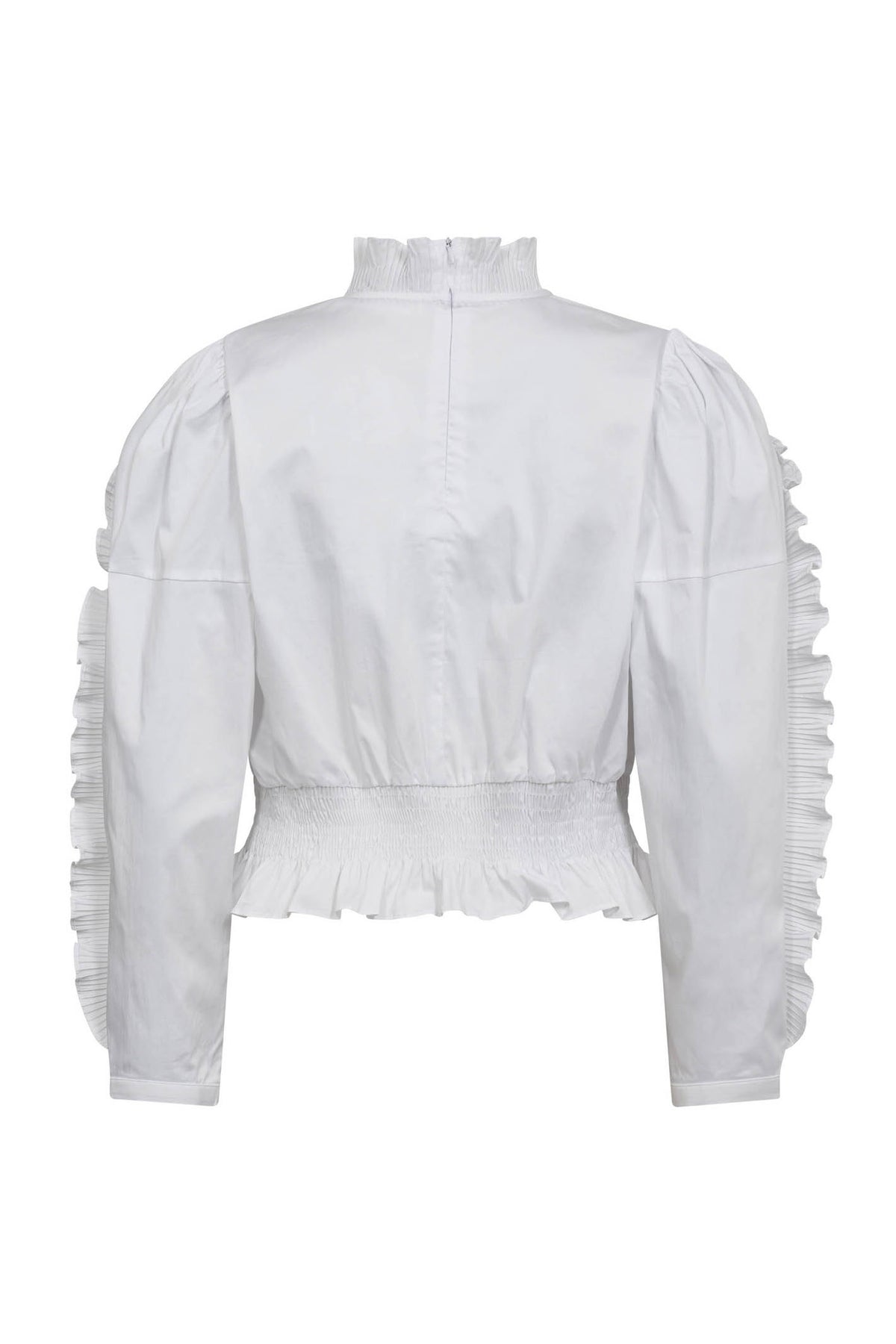 SannaCC Ruffle Smock Blouse 4000-White 35895
