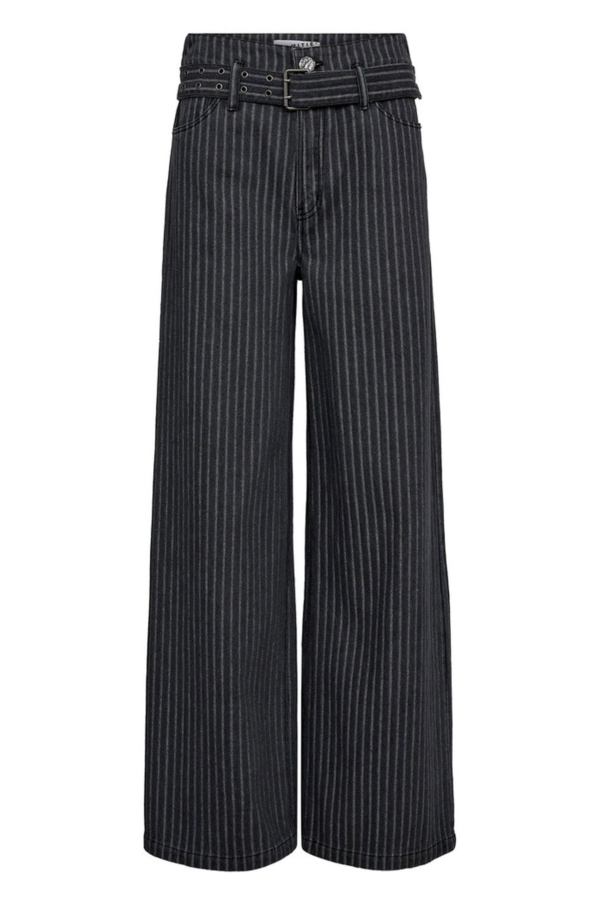 Lou Stripe Belt Jeans MÖRKGRÅ - HL10175