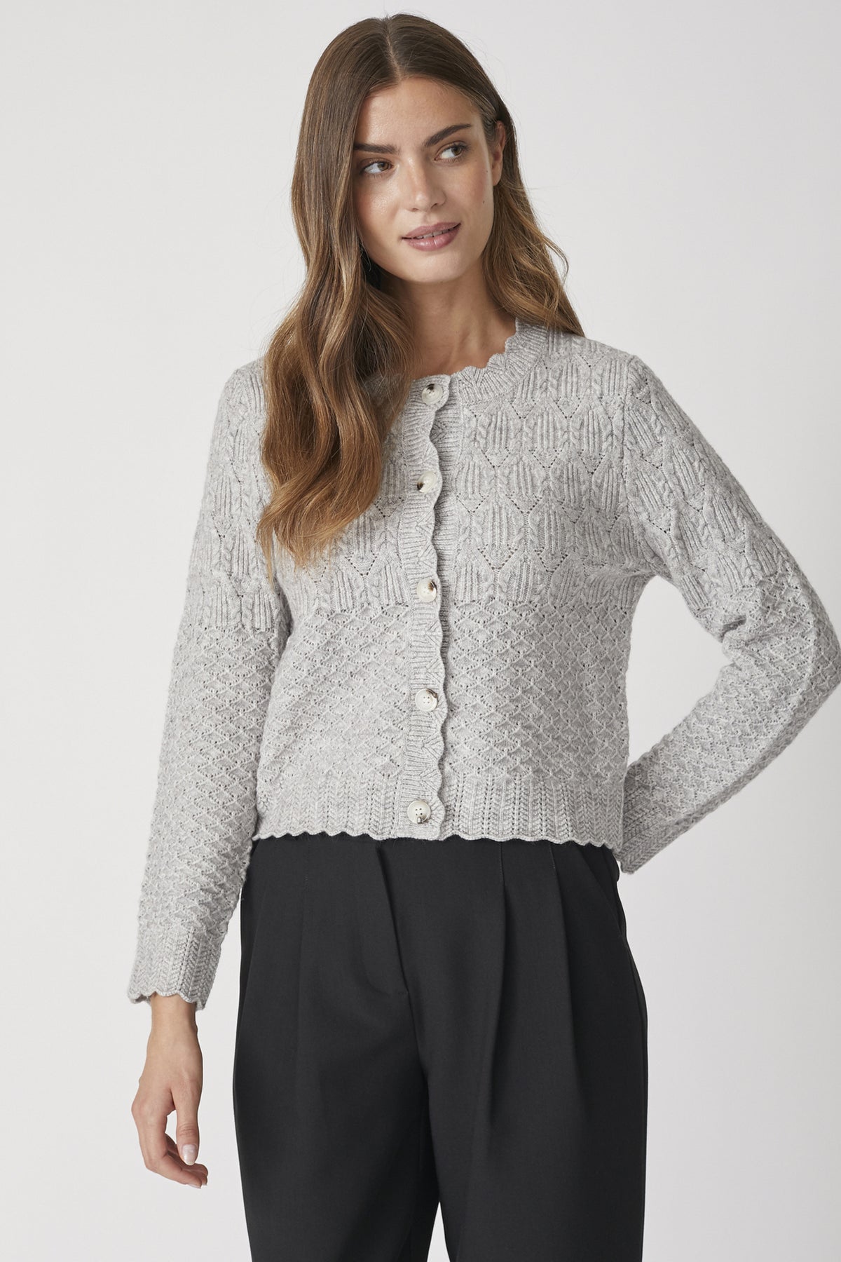 PiointelleCC New Cardigan 137-Ljusgrå - 32245