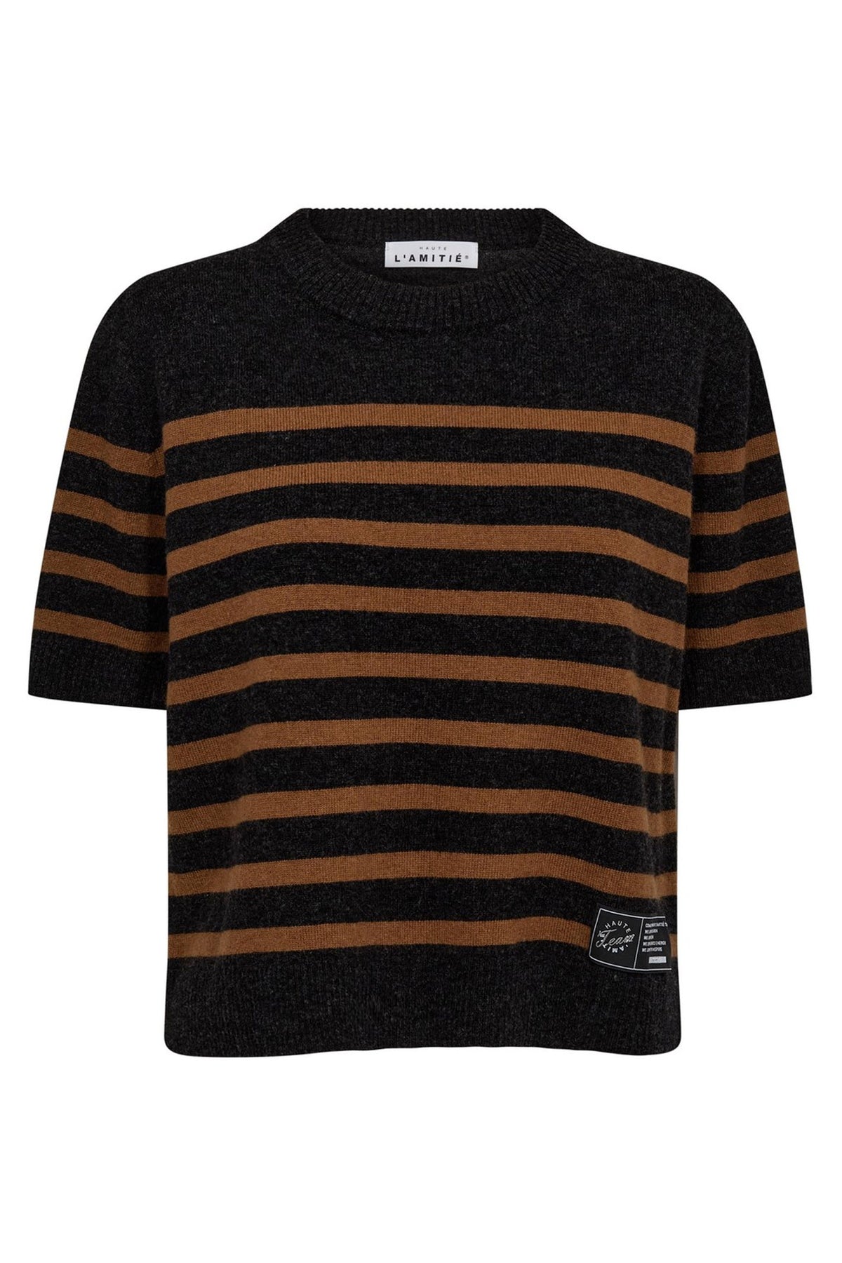 Cash Stripe SS O-Neck Antracit Melange/ Bisquit - HL10217