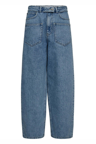 Flip Waist Pocket Jeans Bleached Denim - HL10179 Thumbnail