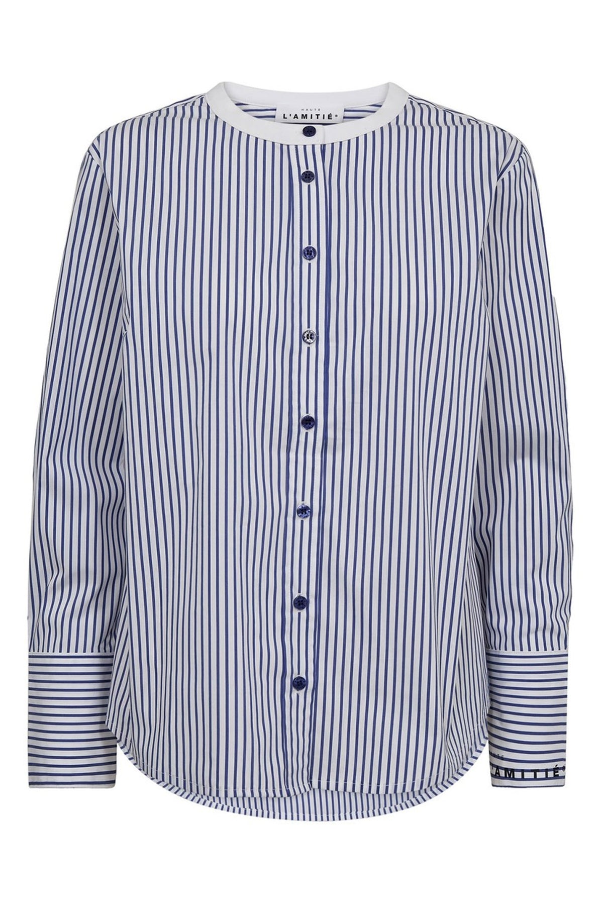 Stripe Cuff Logo Skjorta Vit Blå Randig - HL10301