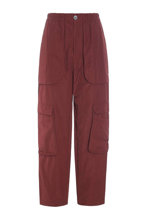 Fukkura poplin-fickbyxor Maroon - 256-2380-5302