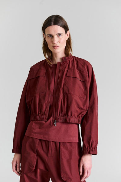 Fukkura poplin bomberjacka Maroon - 256-2380-5303 Thumbnail