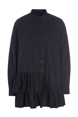 Core bomullsskjorta med volang Black - 256-2226-5326