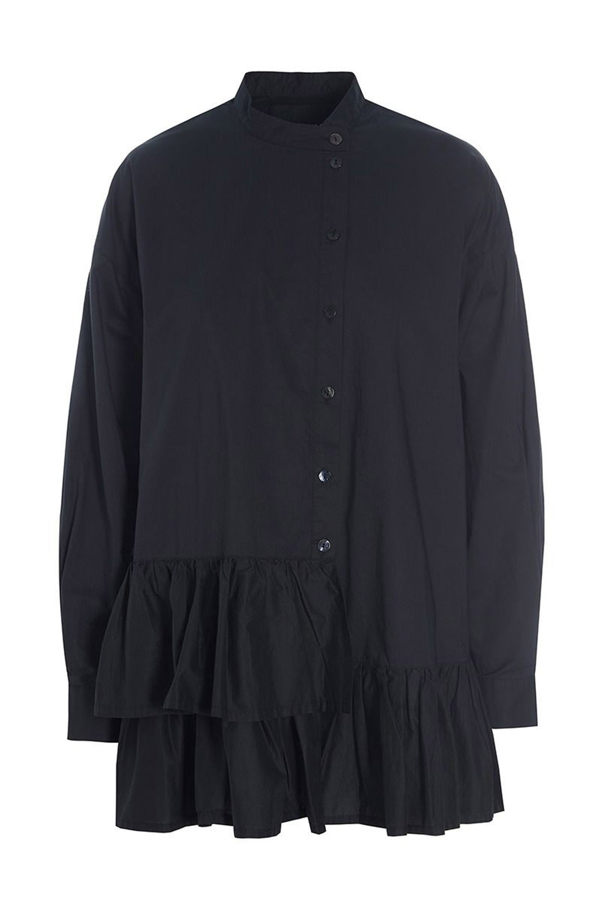 Core bomullsskjorta med volang Black - 256-2226-5326