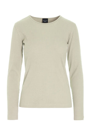 Naibu rib långärmad blus IVORY - 256-4079-5342