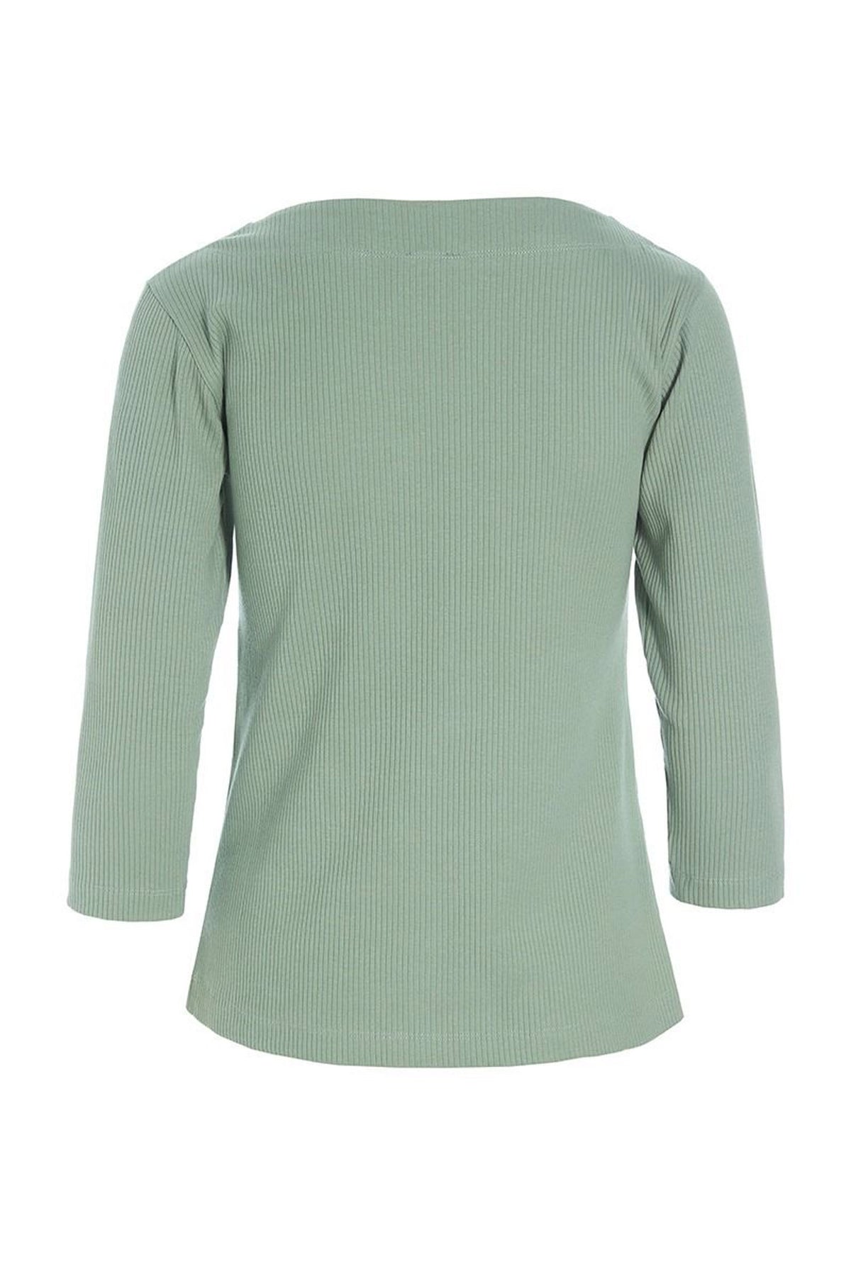 Naibu ribbad blus med 3/4-ärm SAGE GREEN - 256-4079-5085
