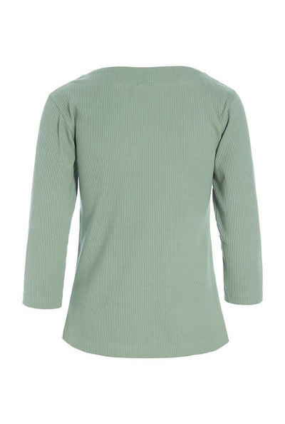 Naibu ribbad blus med 3/4-ärm SAGE GREEN - 256-4079-5085 Thumbnail