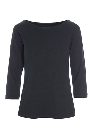 Naibu ribbad blus med 3/4-ärm Svart - 256-4079-5085