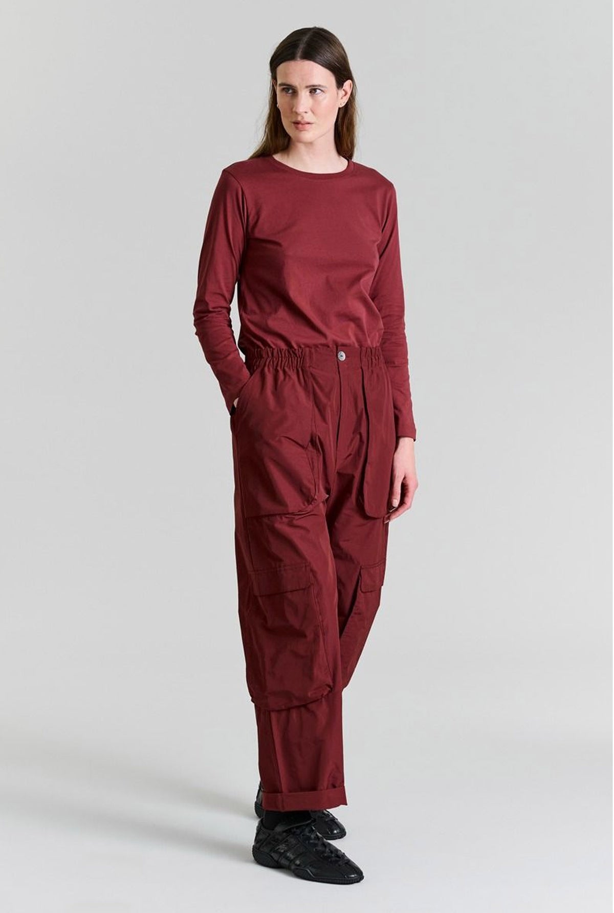 Osaka ekologisk bomullsblus Maroon - 256-4075-3436