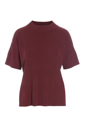 Saku kortärmad blus Maroon - 256-1073-5352