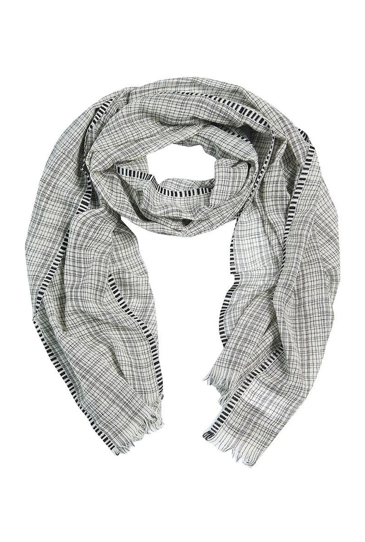 Irregular check-halsduk BLACK/LILY WHITE CHECK - 256-5119-5469