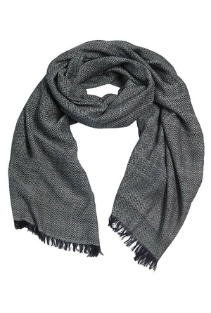 Fiskbensmönstrad scarf BLACK/LILY WHITE - 256-5120-5470