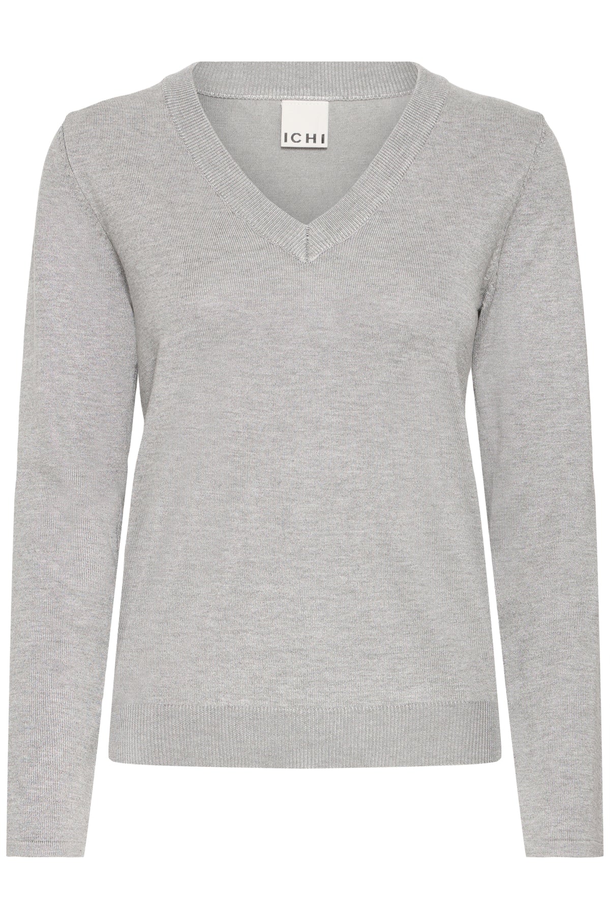 IHLULS V-NECK LS Ljusgråmelerad - 200317 - 20125815