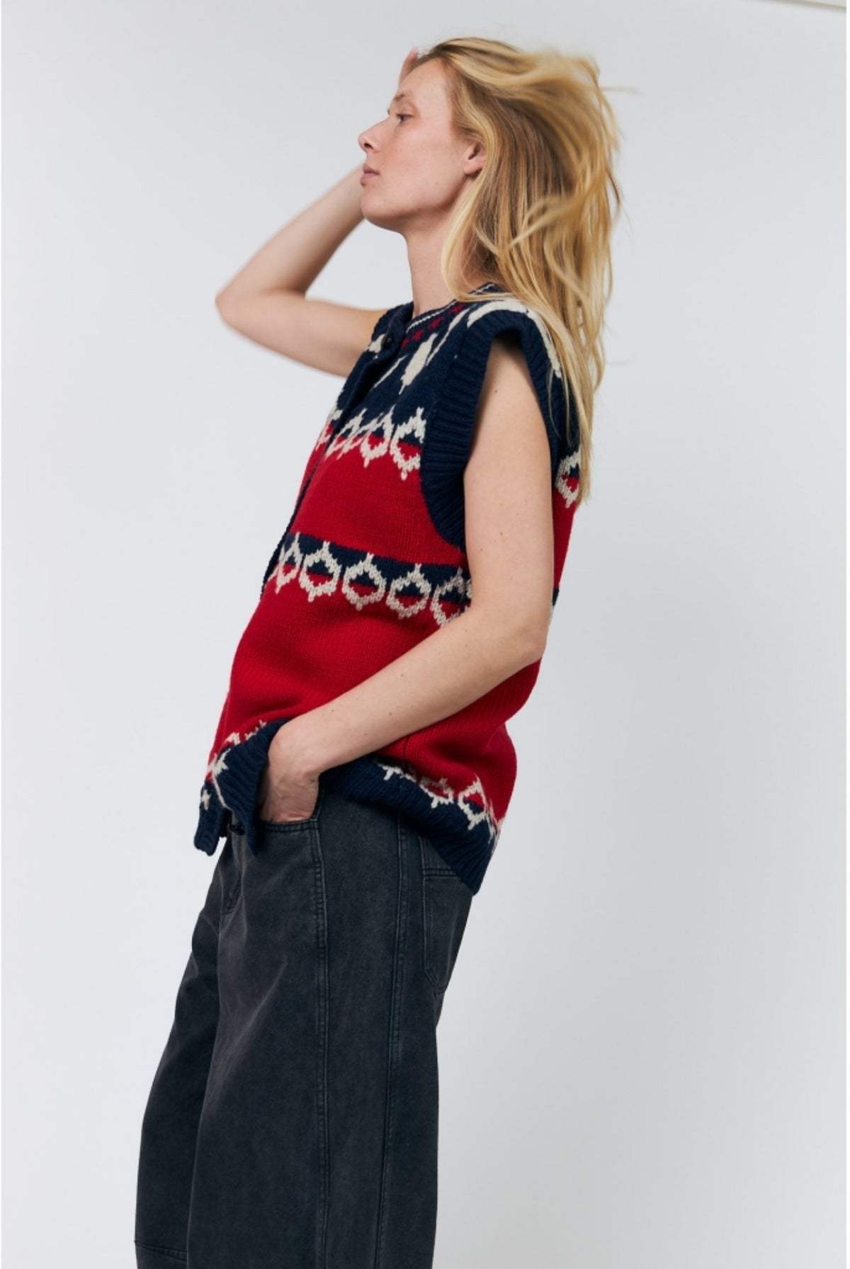 Cleoll Knit Vest Sl Red - 26407-5019