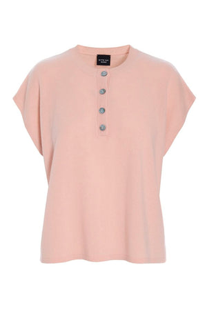 Kumo cashmere blus med knappar DUSTY ROSE - 266-1080-5884