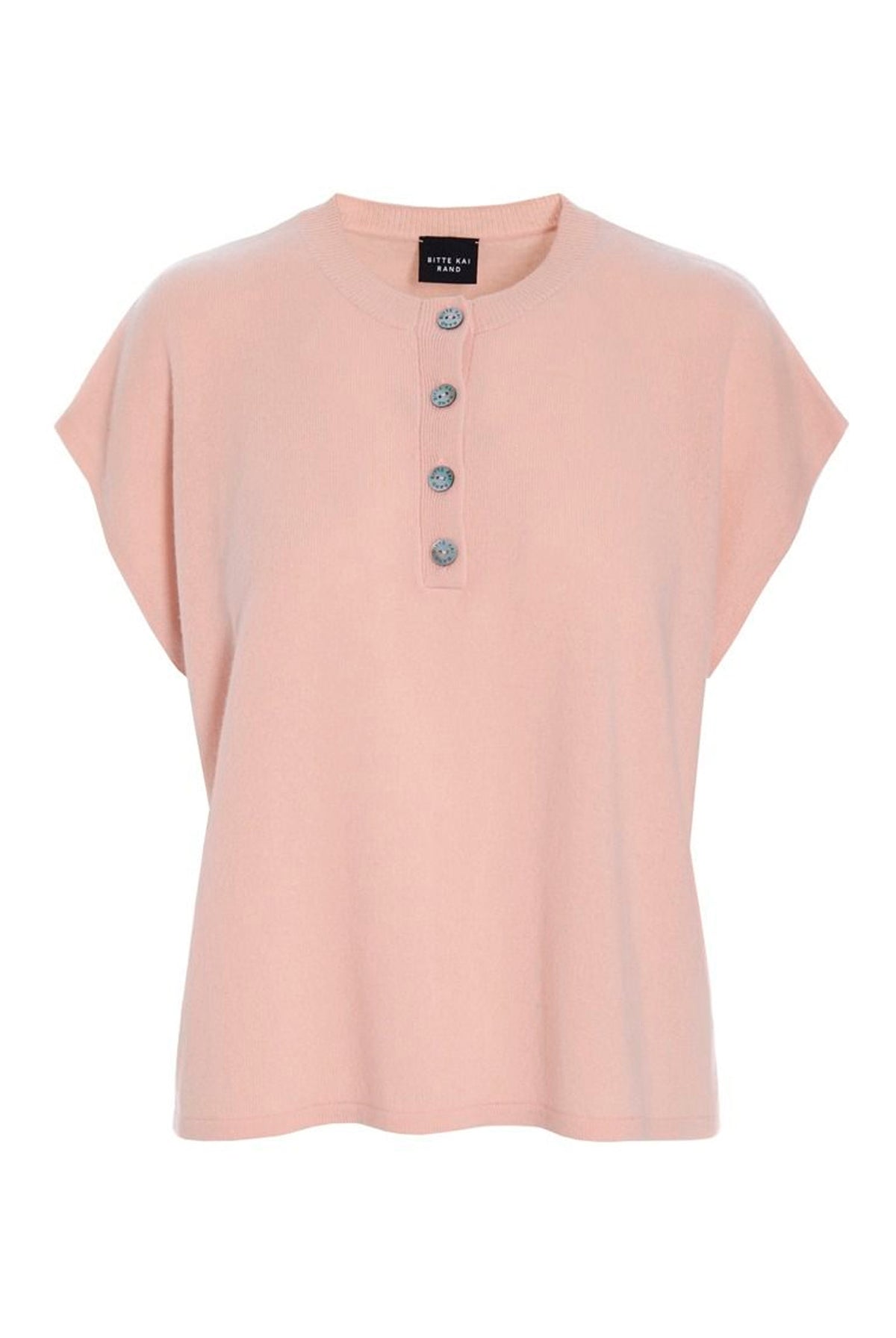 Kumo cashmere blus med knappar DUSTY ROSE - 266-1080-5884