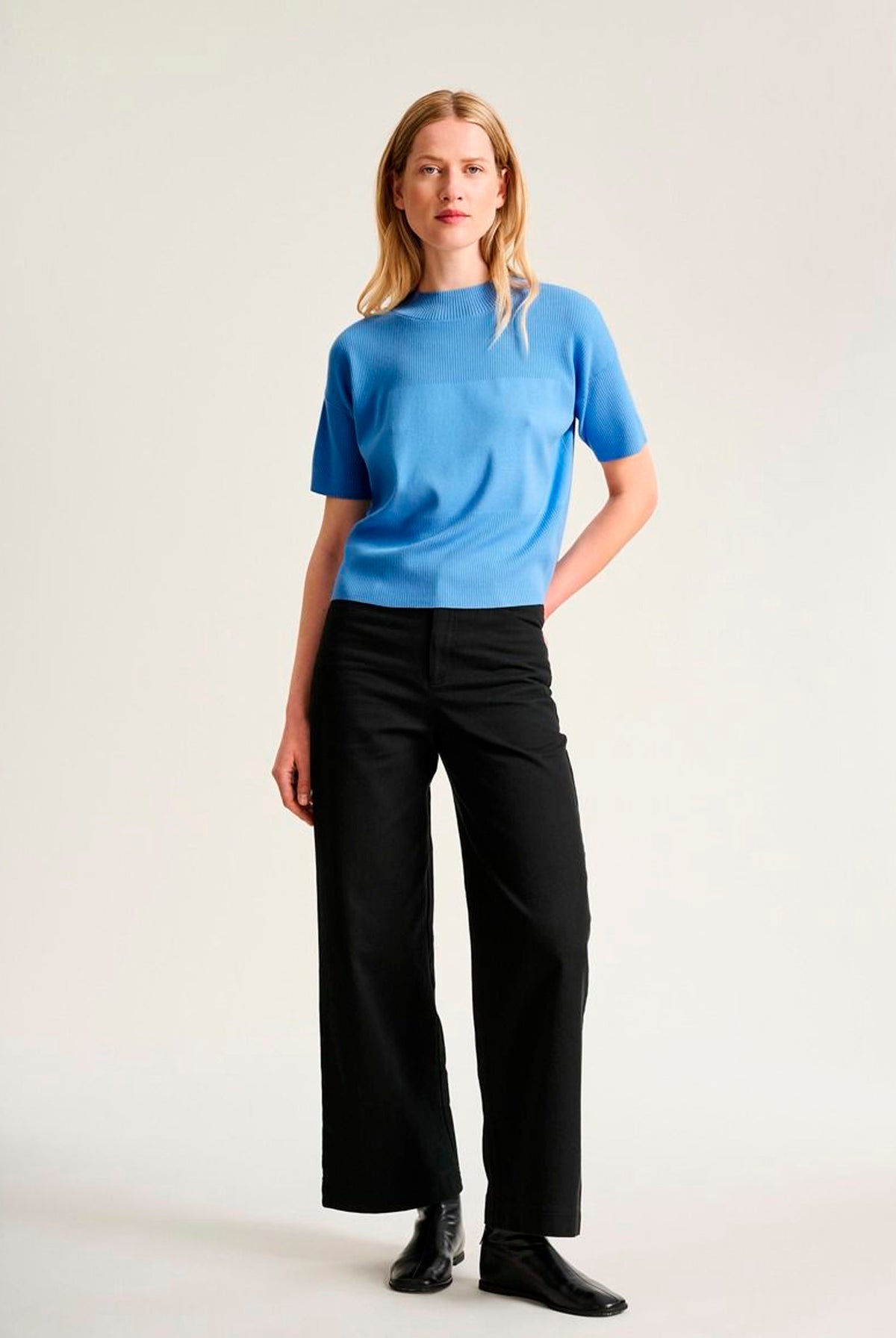 Akiko kortärmad blus Lake Blue - 266-1086-5889