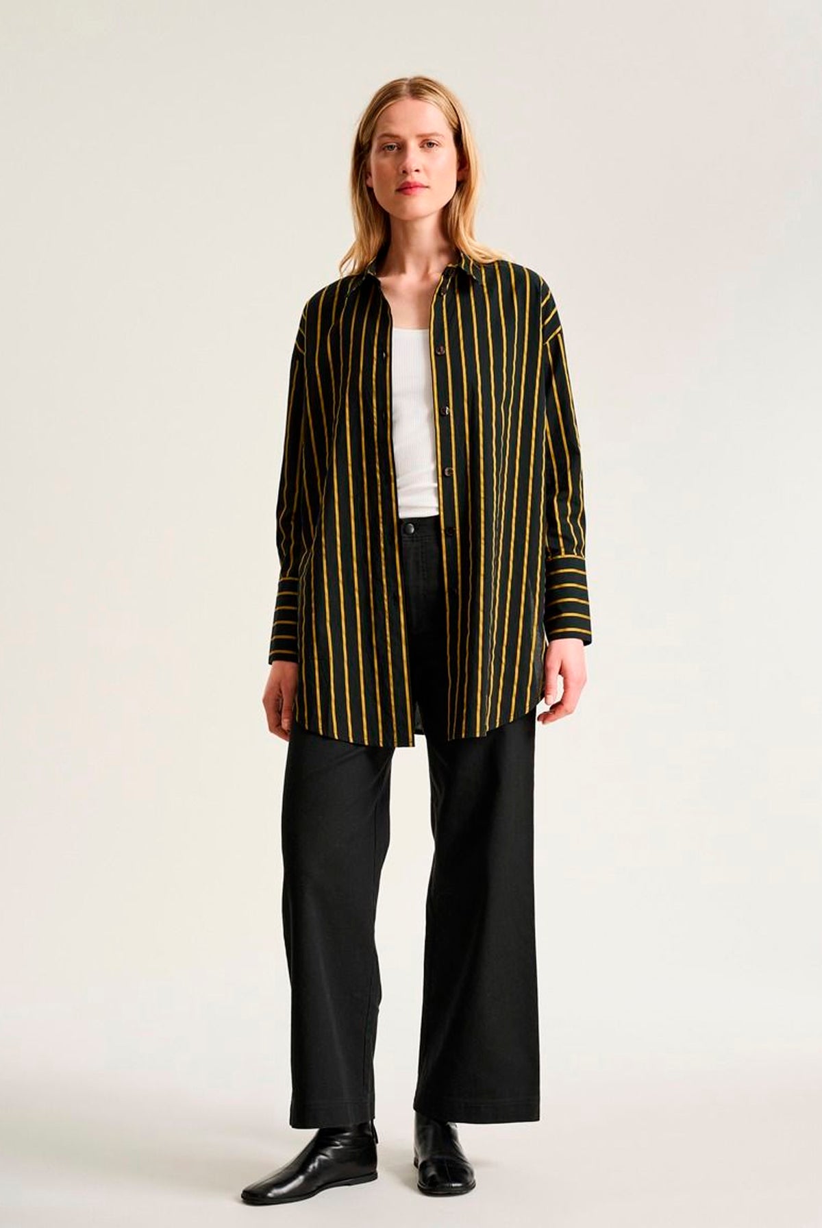 Golden stripes stor skjorta BLACK GOLDEN STRIPES - 266-2487-5329