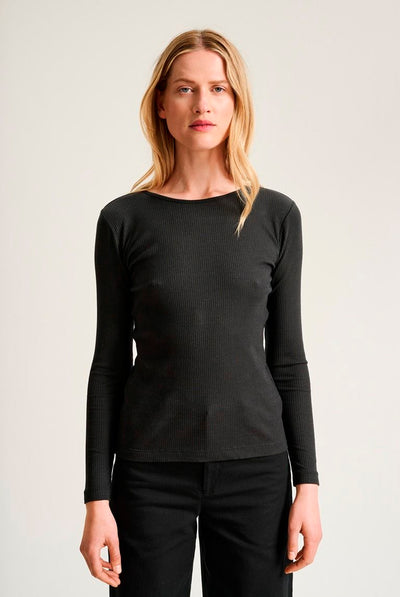 Naibu rib långärmad blus Black - 266-4079-5342 Thumbnail