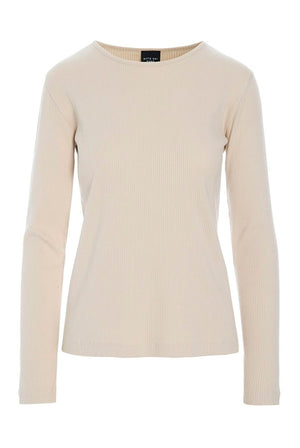 Naibu rib långärmad blus IVORY - 266-4079-5342