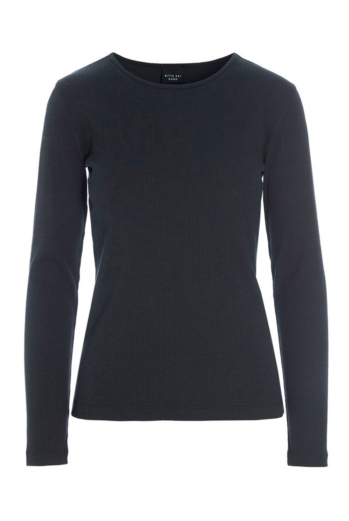 Naibu rib långärmad blus Black - 266-4079-5342