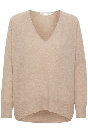 Lukka V-ringad tröja Premium BEIGE MELANGE - 30104240
