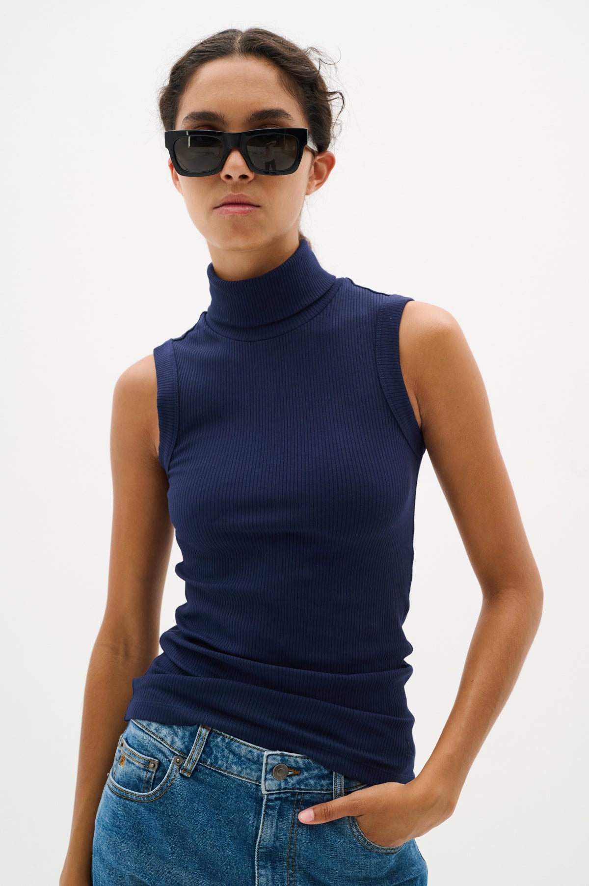 DagnaIW Rollneck Top Navy - 30106690