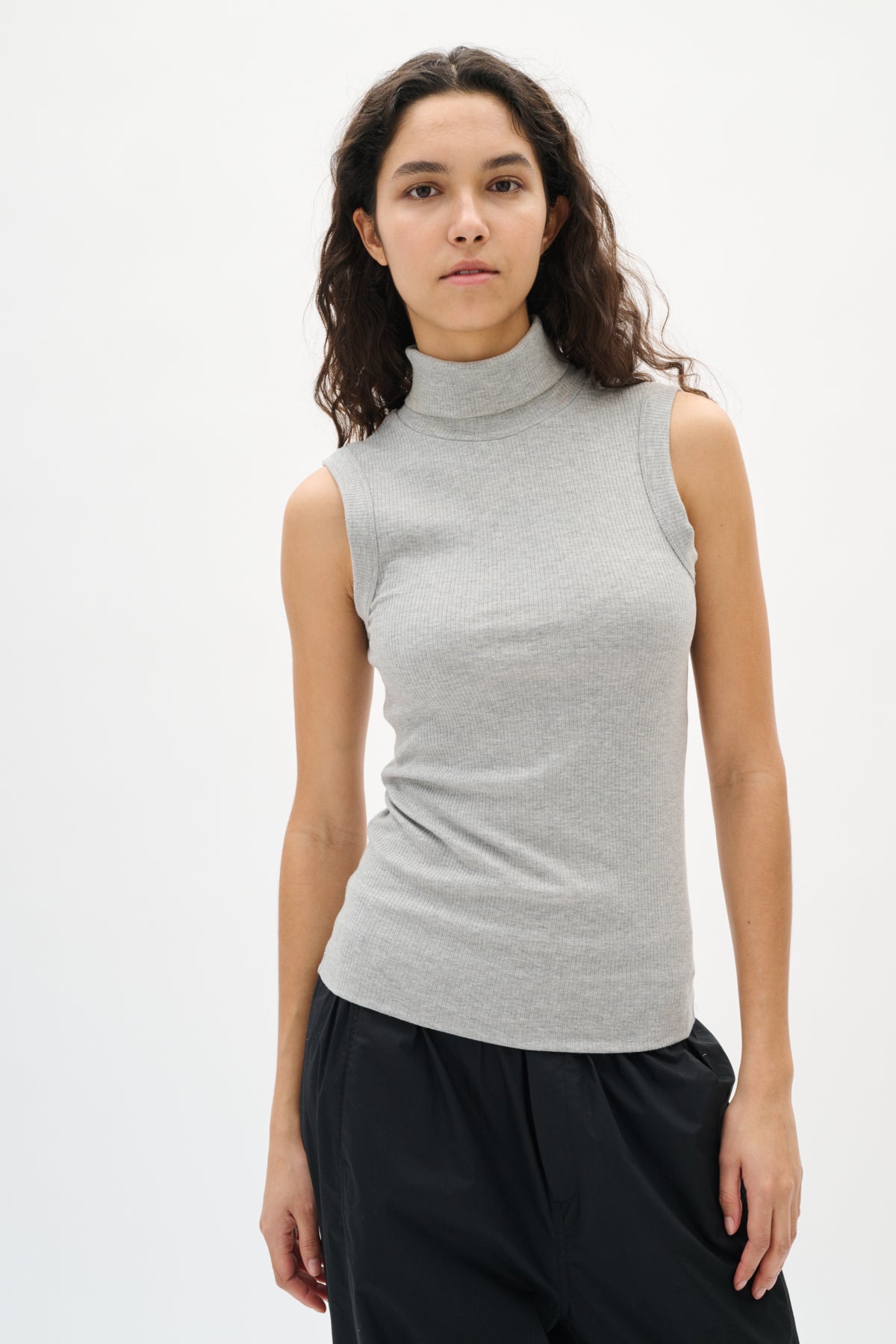 DagnaIW Melange Rollneck Top mellangrå melange - 30107007