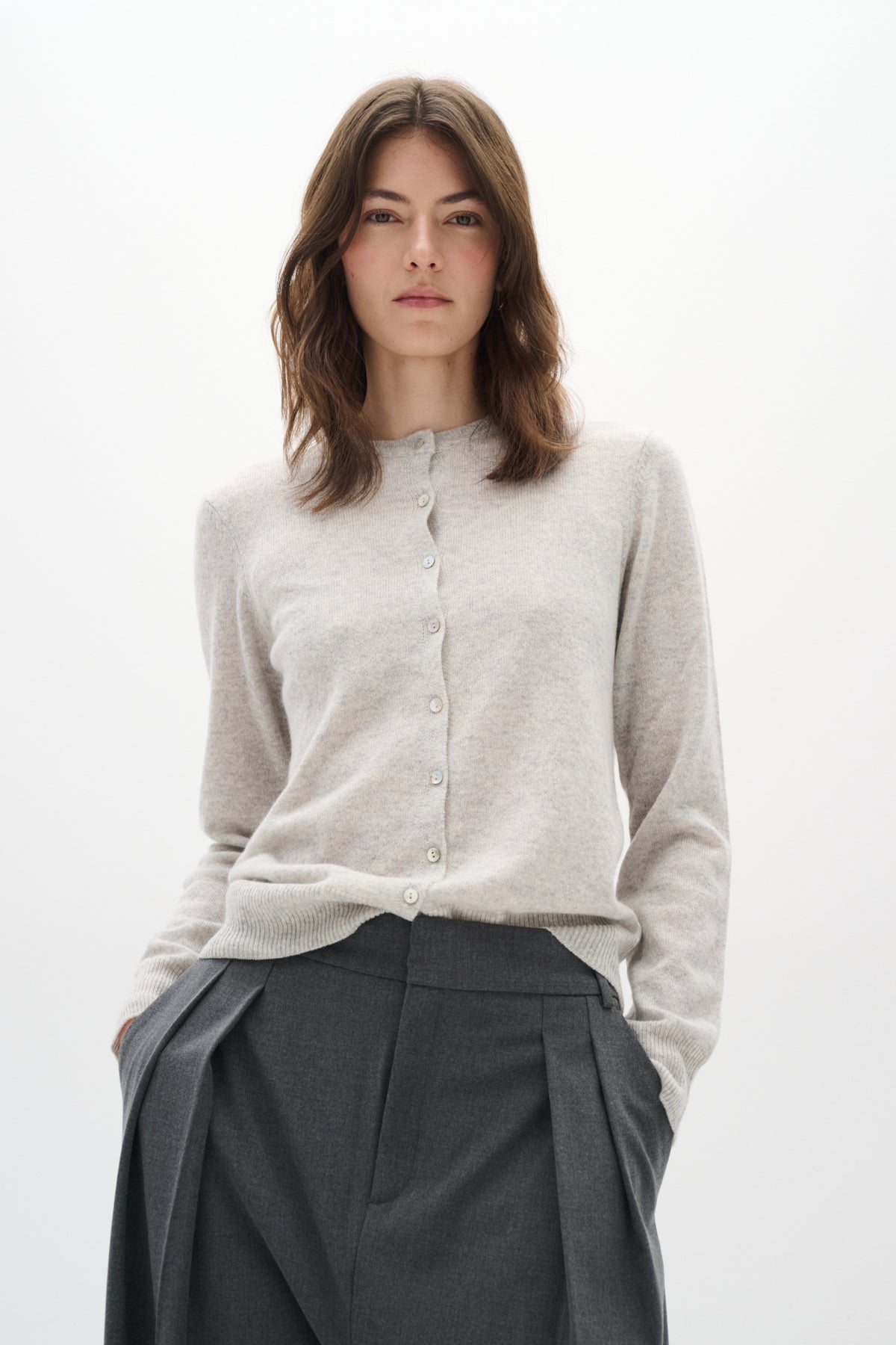 LukkaIW Cardigan New Light Grey Melange - 30107630